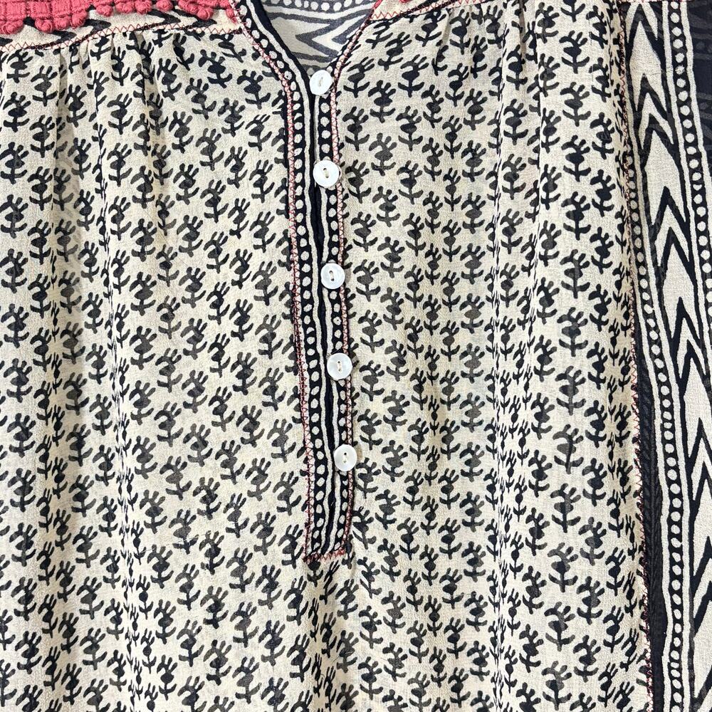 Free People Feather in the Wind Sheer Beaded Tunic Small | Boho Festival Blouse - Picture 5 of 6